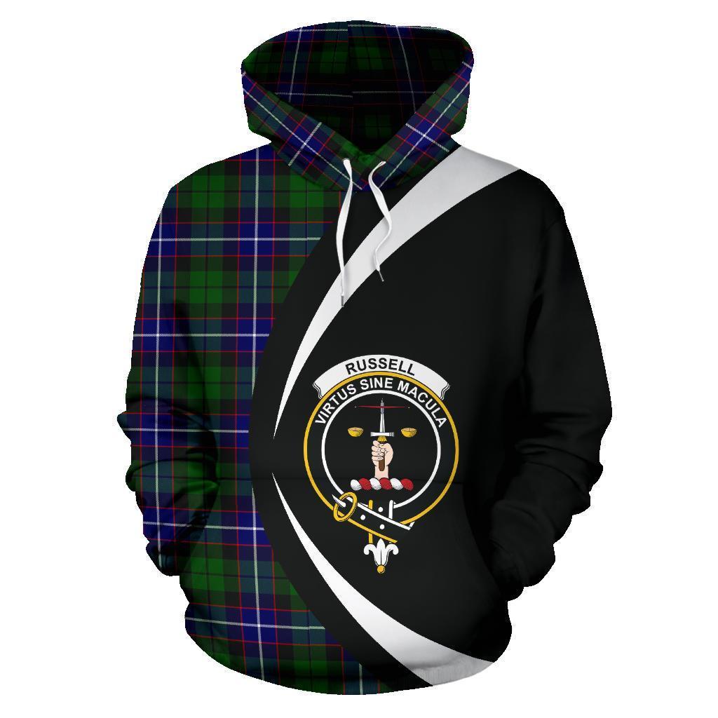 Printivon Russell Modern Tartan Crest Hoodie Circle Style