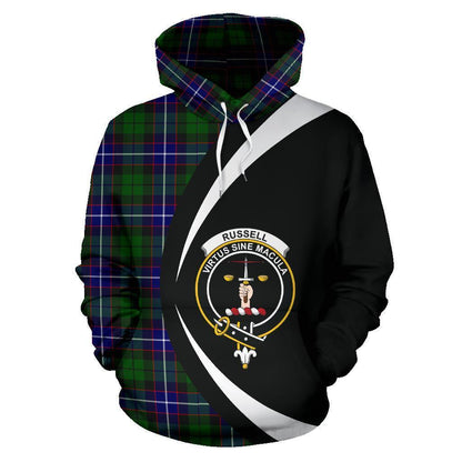Printivon Russell Modern Tartan Crest Hoodie Circle Style