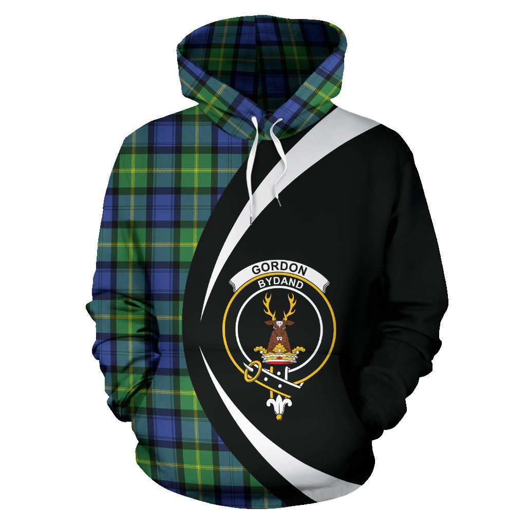 Printivon Gordon Old Ancient Tartan Crest Hoodie Circle Style
