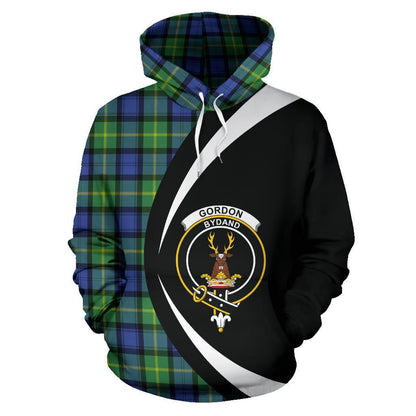 Printivon Gordon Old Ancient Tartan Crest Hoodie Circle Style