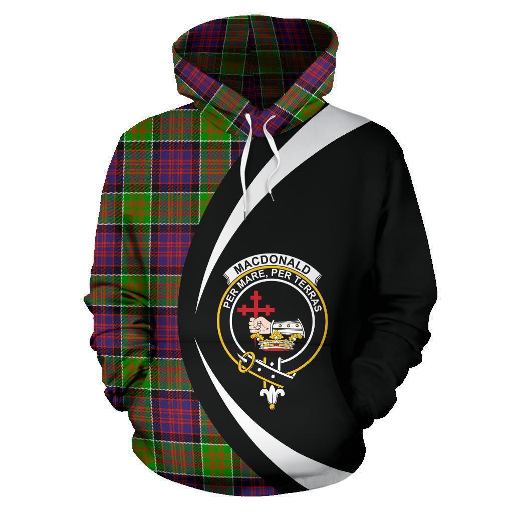 Printivon Macdonald Of Clanranald Tartan Crest Hoodie Circle Style