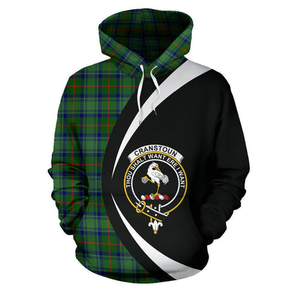 Printivon Cranstoun Tartan Crest Hoodie Circle Style
