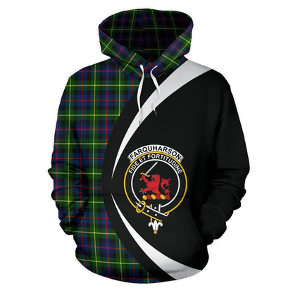 Printivon Farquharson Modern Tartan Crest Hoodie Circle Style