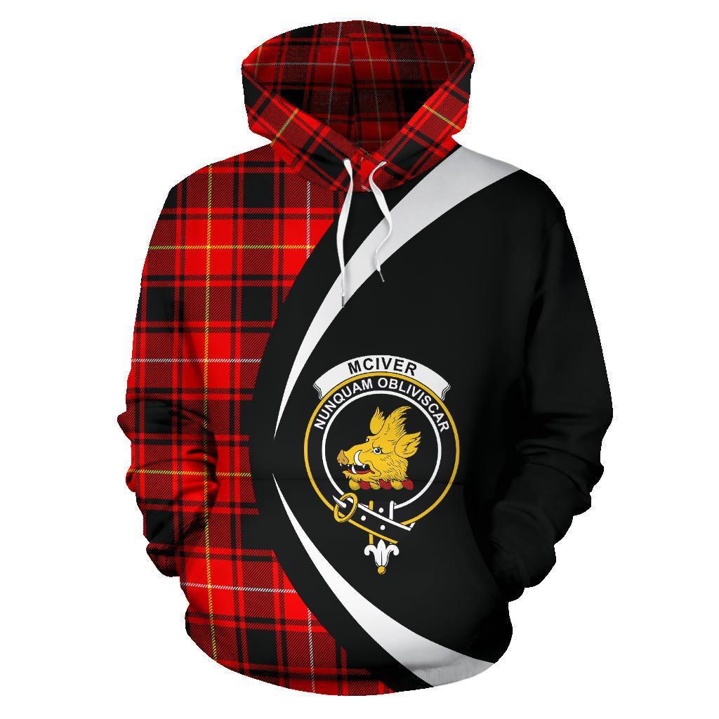 Printivon Mciver Modern Tartan Crest Hoodie Circle Style
