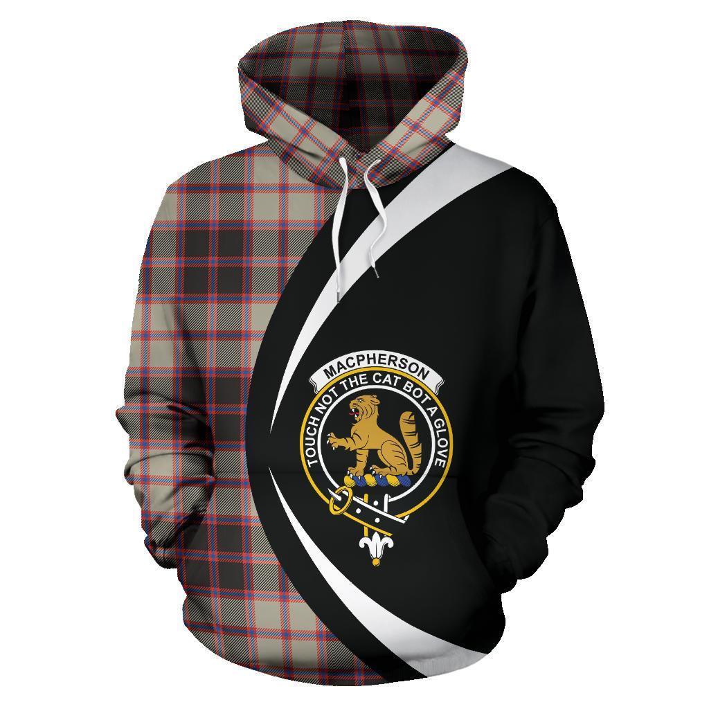 Printivon Macpherson Hunting Ancient Tartan Crest Hoodie Circle Style