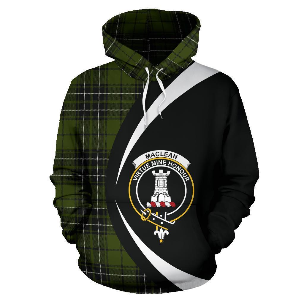 Printivon Maclean Hunting Tartan Crest Hoodie Circle Style