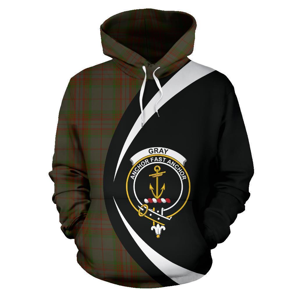 Printivon Gray Tartan Crest Hoodie Circle Style