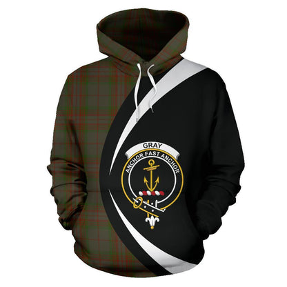 Printivon Gray Tartan Crest Hoodie Circle Style