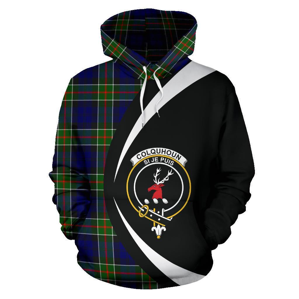 Printivon Colquhoun Modern Tartan Crest Hoodie Circle Style