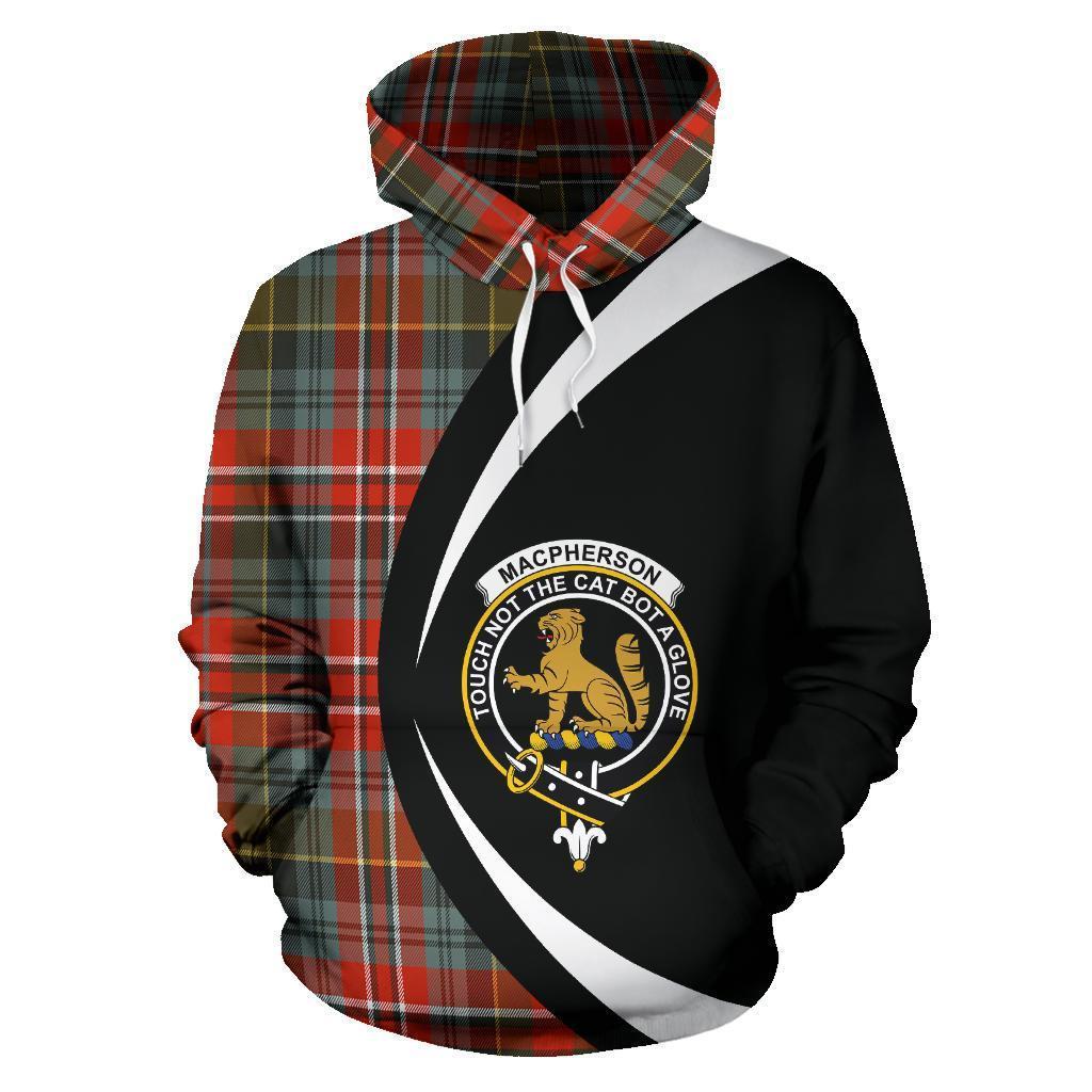 Printivon Macpherson Weathered Tartan Crest Hoodie Circle Style