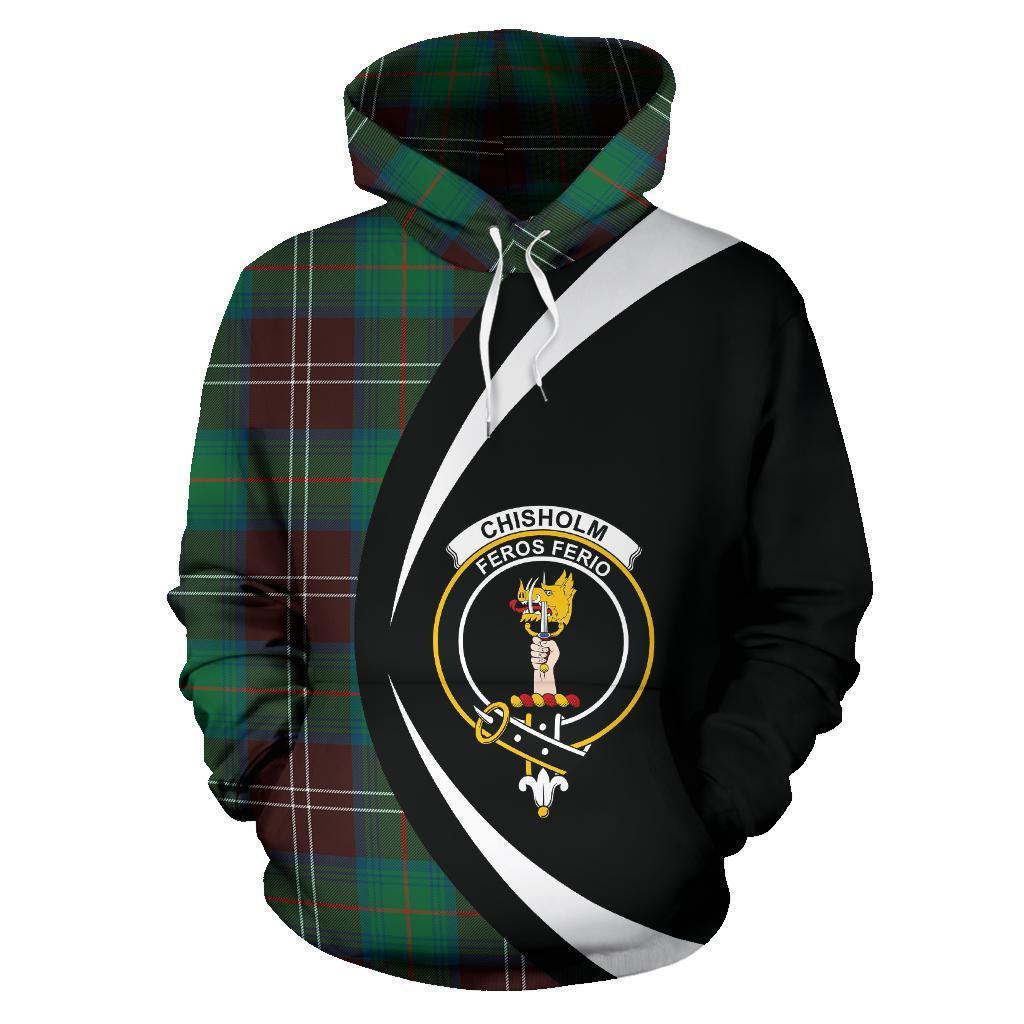 Printivon Chisholm Hunting Ancient Tartan Crest Hoodie Circle Style
