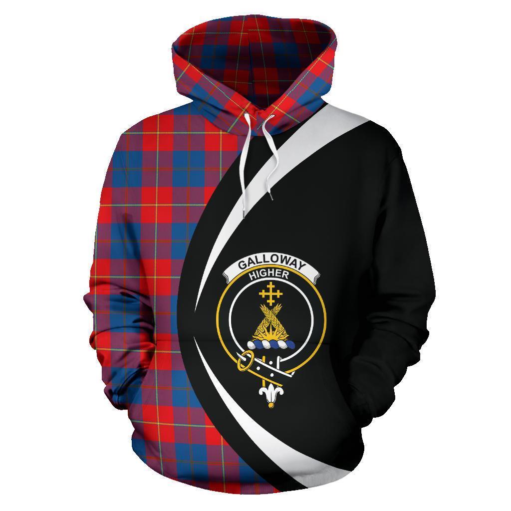 Printivon Galloway Red Tartan Crest Hoodie Circle Style