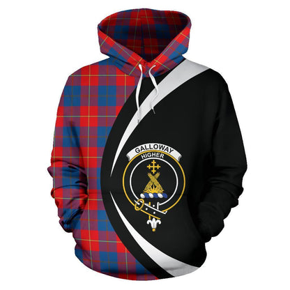 Printivon Galloway Red Tartan Crest Hoodie Circle Style