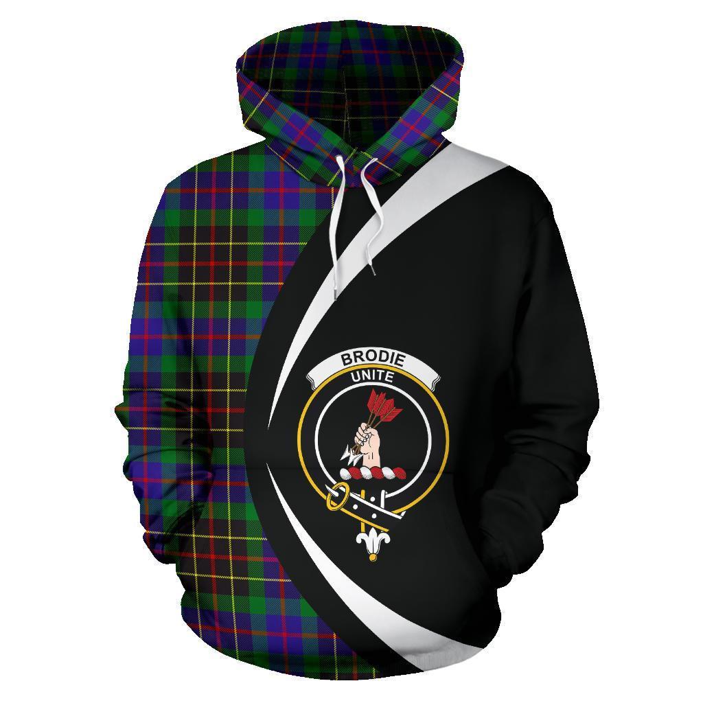 Printivon Brodie Hunting Modern Tartan Crest Hoodie Circle Style