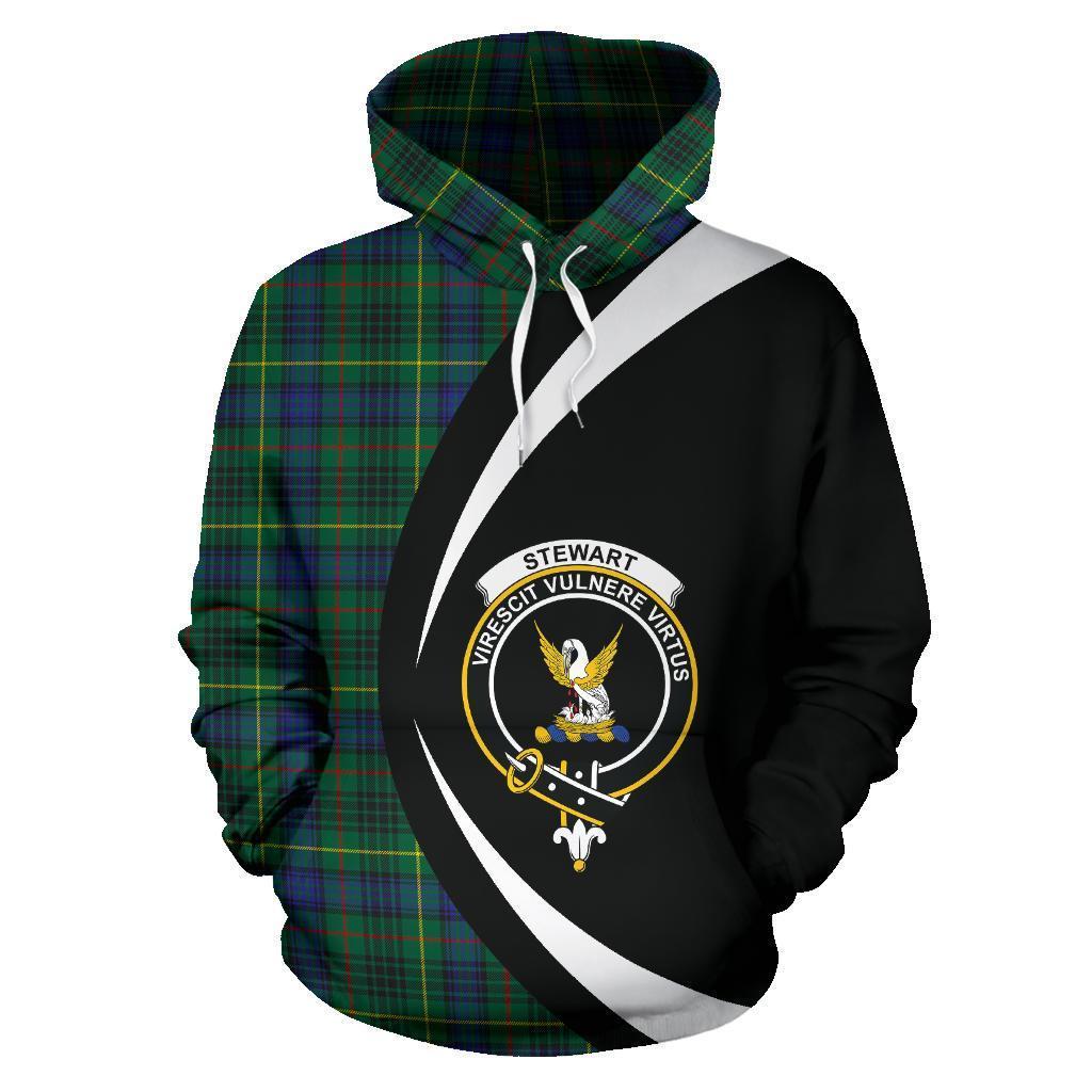 Printivon Stewart Hunting Modern Tartan Crest Hoodie Circle Style