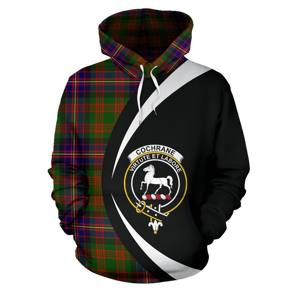 Printivon Cochrane Modern Tartan Crest Hoodie Circle Style