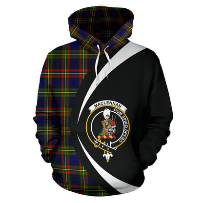 Printivon Maclellan Modern Tartan Crest Hoodie Circle Style