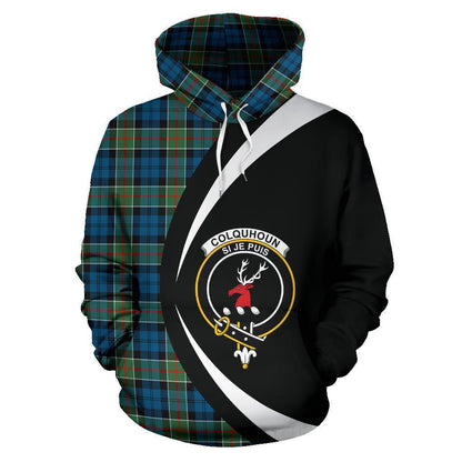Printivon Colquhoun Ancient Tartan Crest Hoodie Circle Style