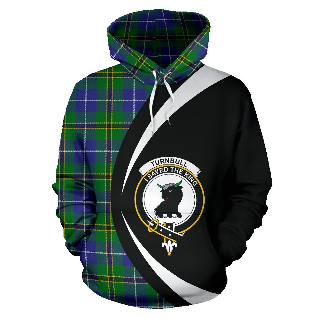 Printivon Turnbull Hunting Tartan Crest Hoodie Circle Style