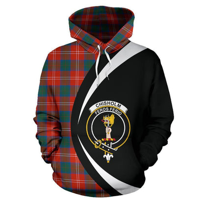 Printivon Chisholm Ancient Tartan Crest Hoodie Circle Style