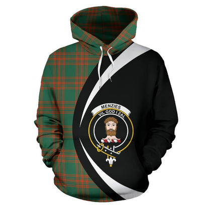 Printivon Menzies Green Ancient Tartan Crest Hoodie Circle Style
