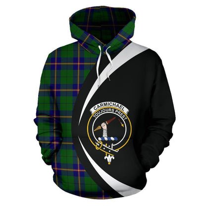 Printivon Carmichael Modern Tartan Crest Hoodie Circle Style