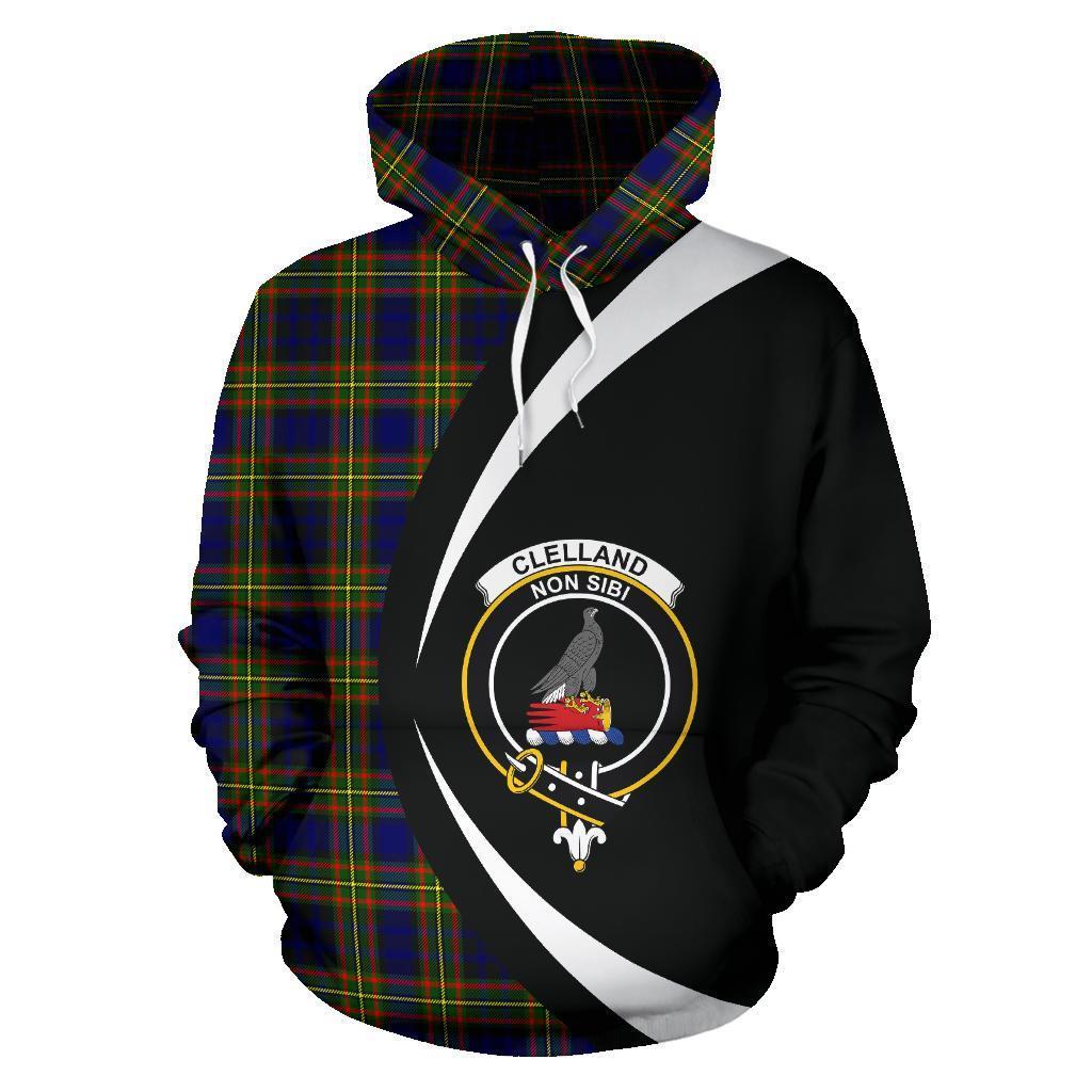 Printivon Clelland Modern Tartan Crest Hoodie Circle Style