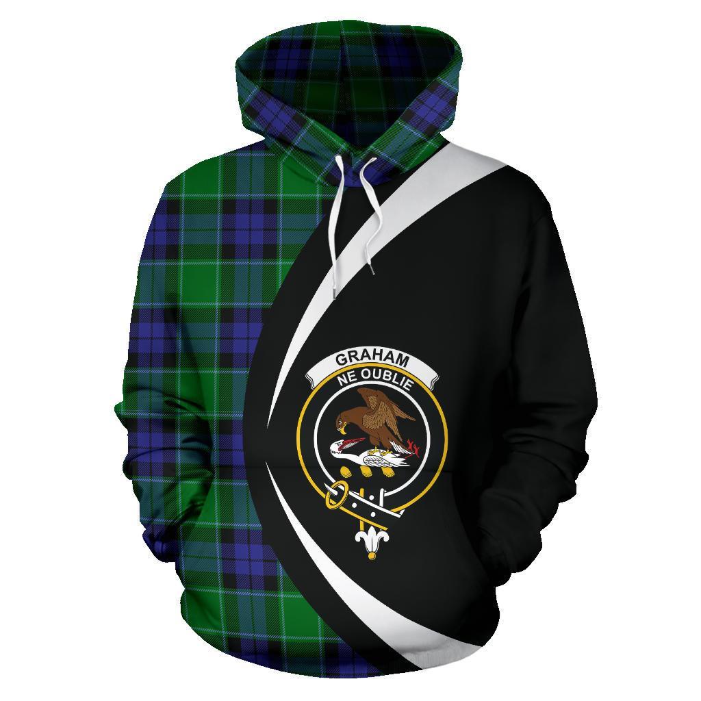 Printivon Graham Of Menteith Modern Tartan Crest Hoodie Circle Style