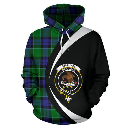 Printivon Graham Of Menteith Modern Tartan Crest Hoodie Circle Style
