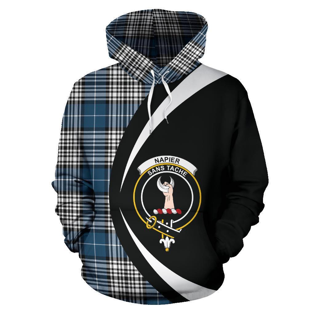 Printivon Napier Modern Tartan Crest Hoodie Circle Style