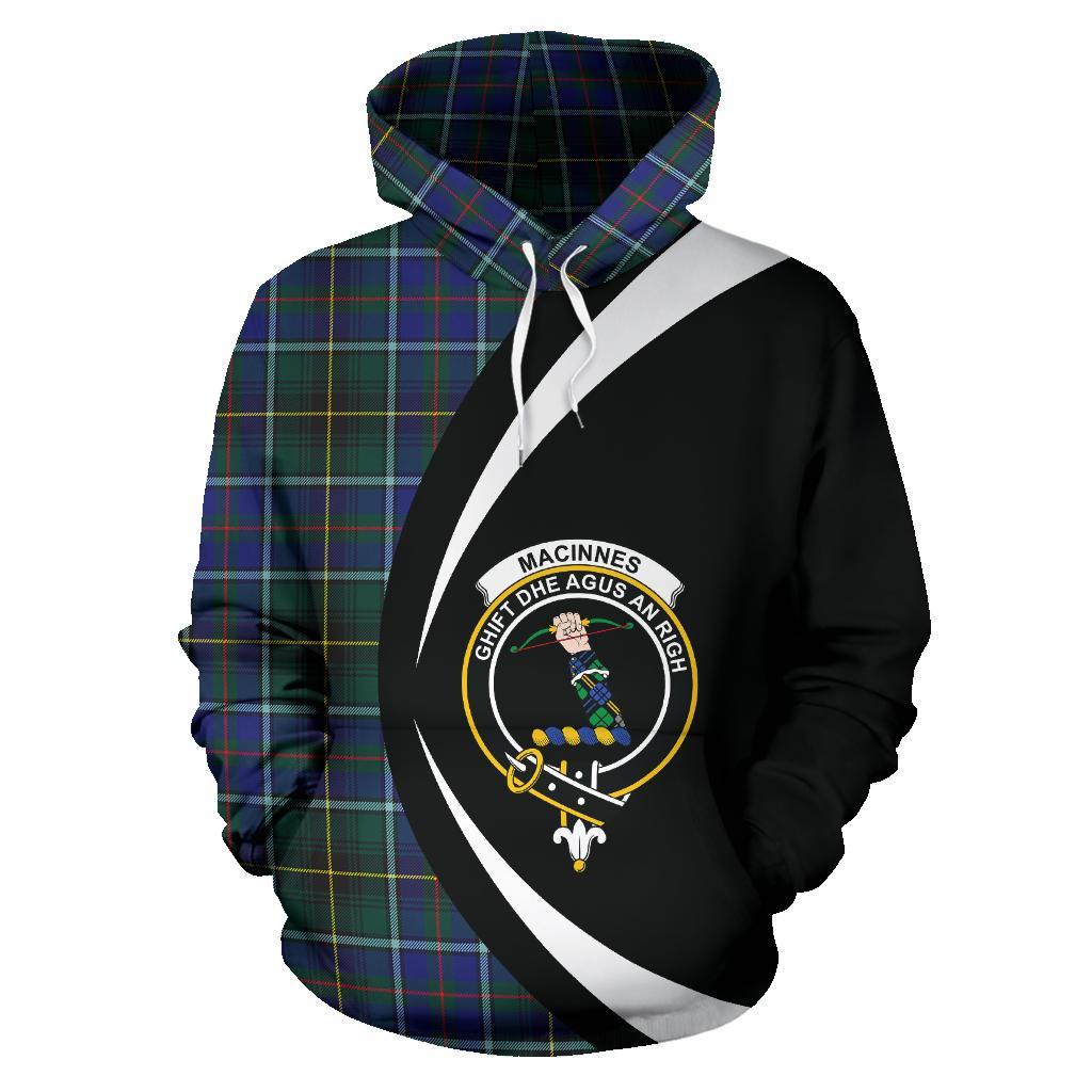 Printivon Macinnes Modern Tartan Crest Hoodie Circle Style