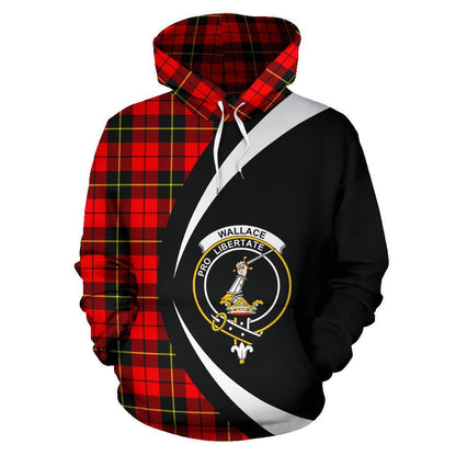 Printivon Wallace Hunting Red Tartan Crest Hoodie Circle Style