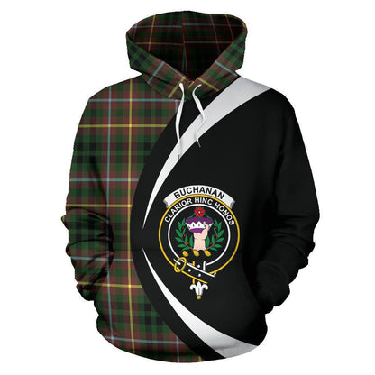 Printivon Buchanan Hunting Tartan Crest Hoodie Circle Style