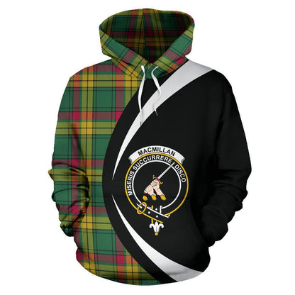 Printivon Macmillan Old Ancient Tartan Crest Hoodie Circle Style