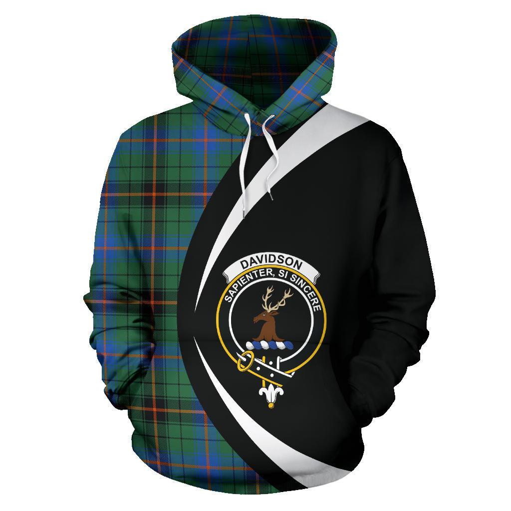 Printivon Davidson Ancient Tartan Crest Hoodie Circle Style