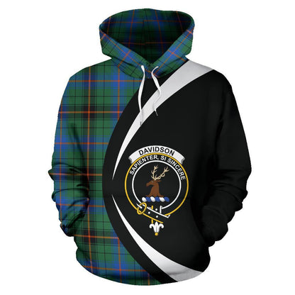 Printivon Davidson Ancient Tartan Crest Hoodie Circle Style