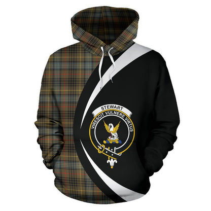 Printivon Stewart Hunting Weathered Tartan Crest Hoodie Circle Style