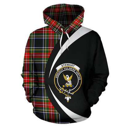 Printivon Stewart Black Tartan Crest Hoodie Circle Style