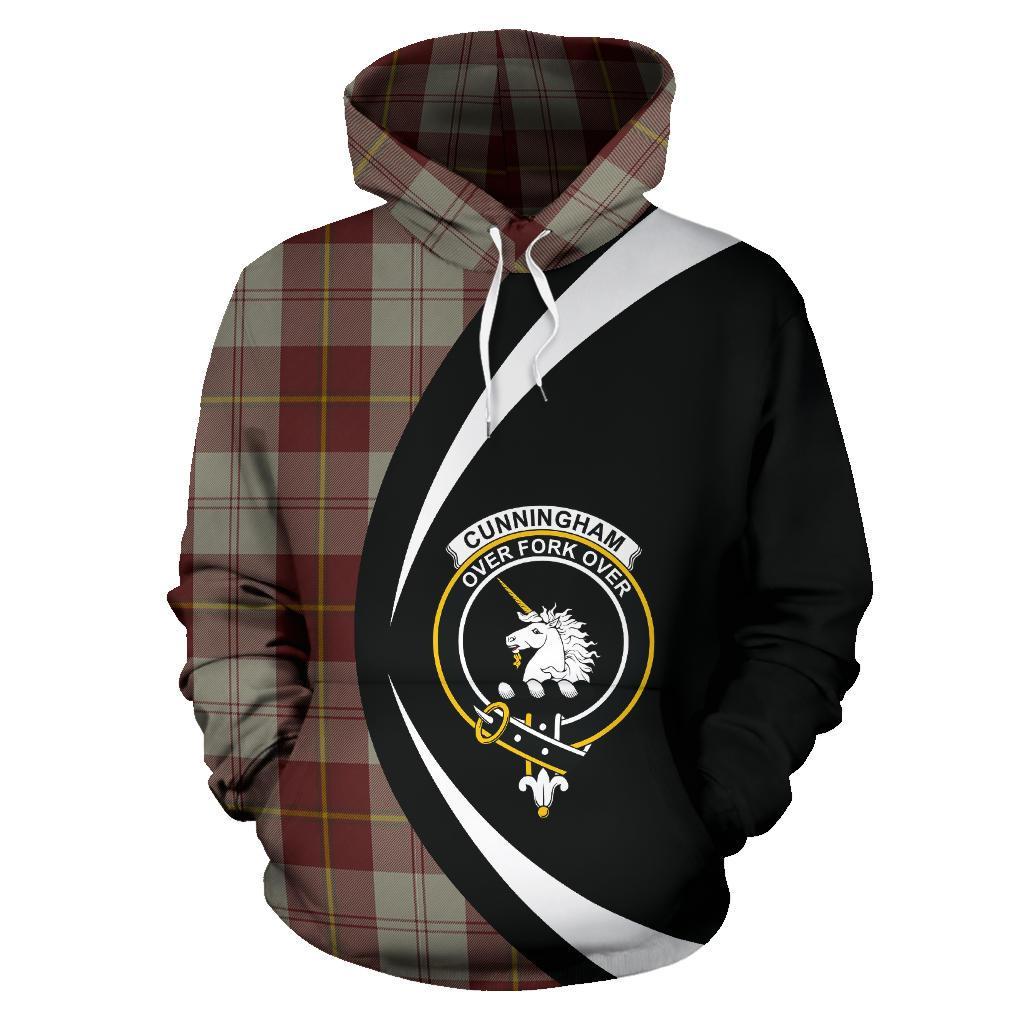 Printivon Cunningham Burgundy Dancers Tartan Crest Hoodie Circle Style