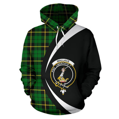 Printivon Wallace Hunting Green Tartan Crest Hoodie Circle Style