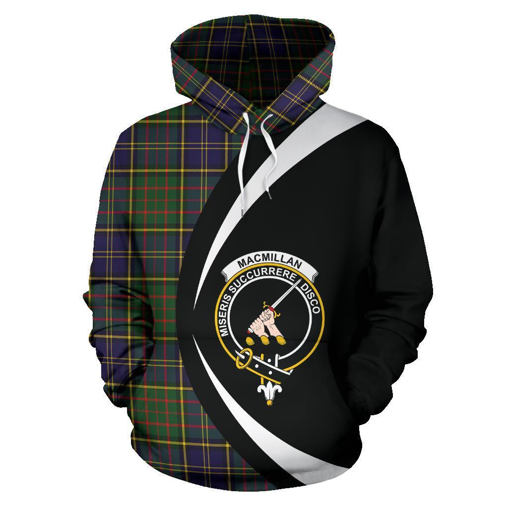 Printivon Macmillan Hunting Modern Tartan Crest Hoodie Circle Style