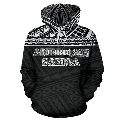 American Samoa All Over Hoodie Polynesian Black Version