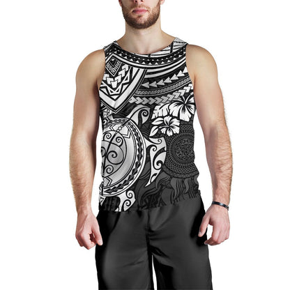 Polynesian Tank Top Men Polynesian White Turtle