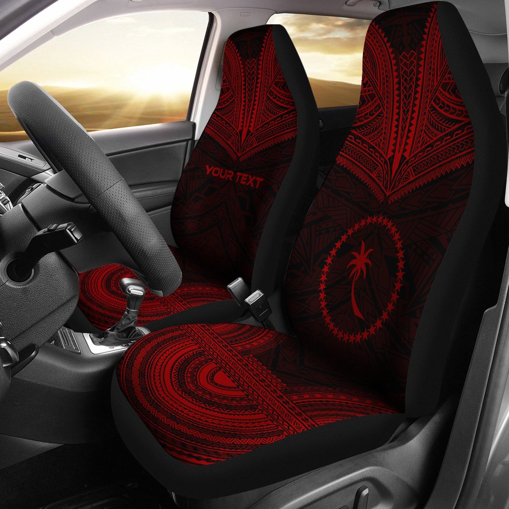 Chuuk Custom Personalised Car Seat Cover Chuuk Flag Polynesian Chief Tattoo Deep Red Version