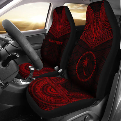 Chuuk Custom Personalised Car Seat Cover Chuuk Flag Polynesian Chief Tattoo Deep Red Version