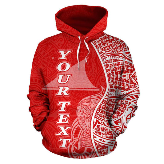 Custom Text Tokelau Polynesian Custom Personalised Hoodie Coconut Red White