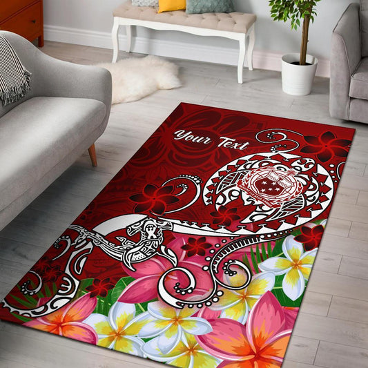 Samoa Custom Personalised Area Rug Turtle Plumeria (Red)