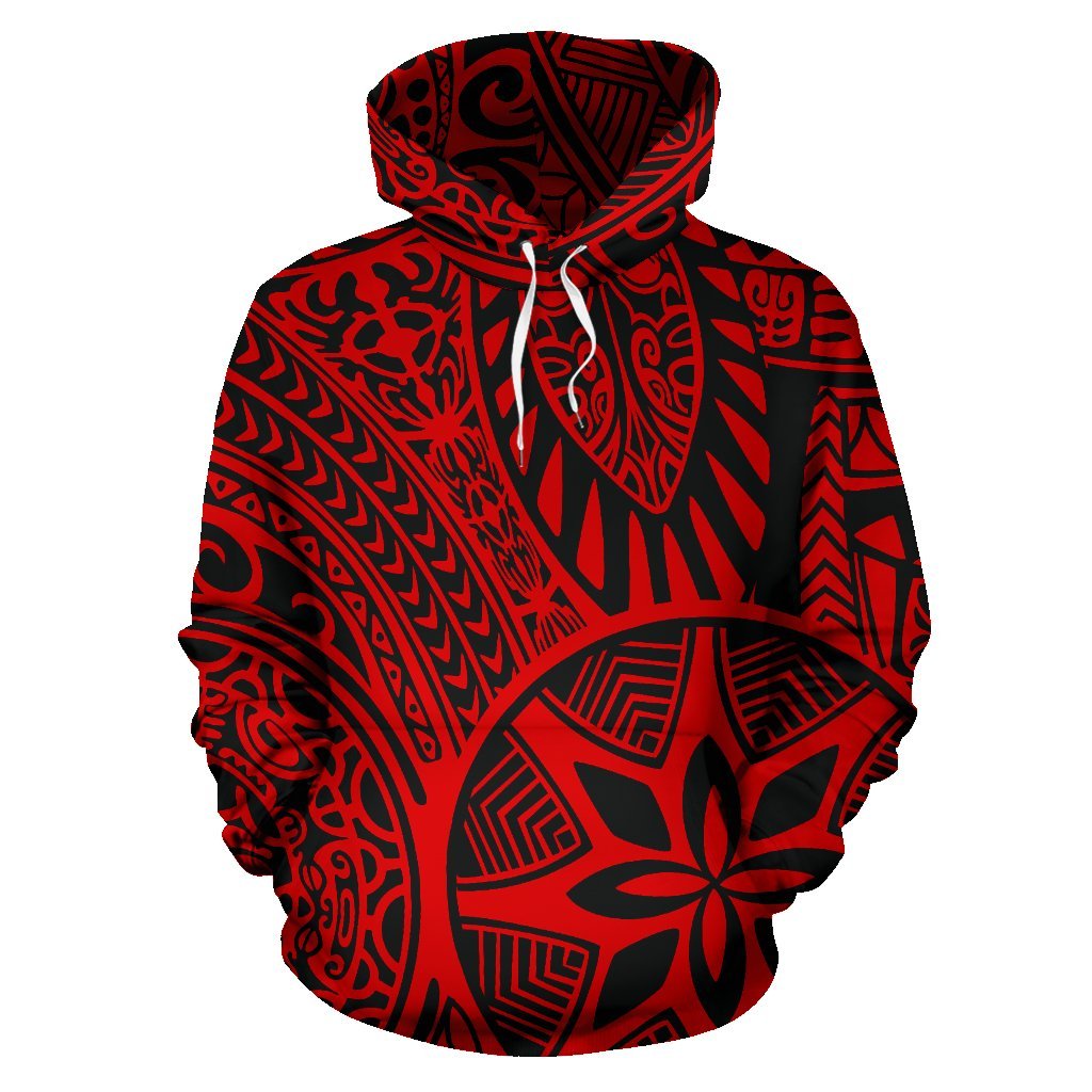 Hawaii Hoodie Polynesian Hawaiian Style Tribal Tattoo Red Pullover