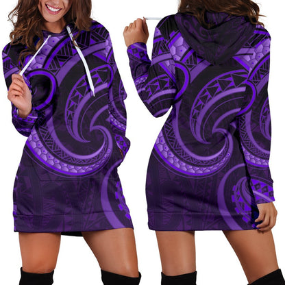 New Zealand Maori Mangopare Women Hoodie Dress Polynesian Purple