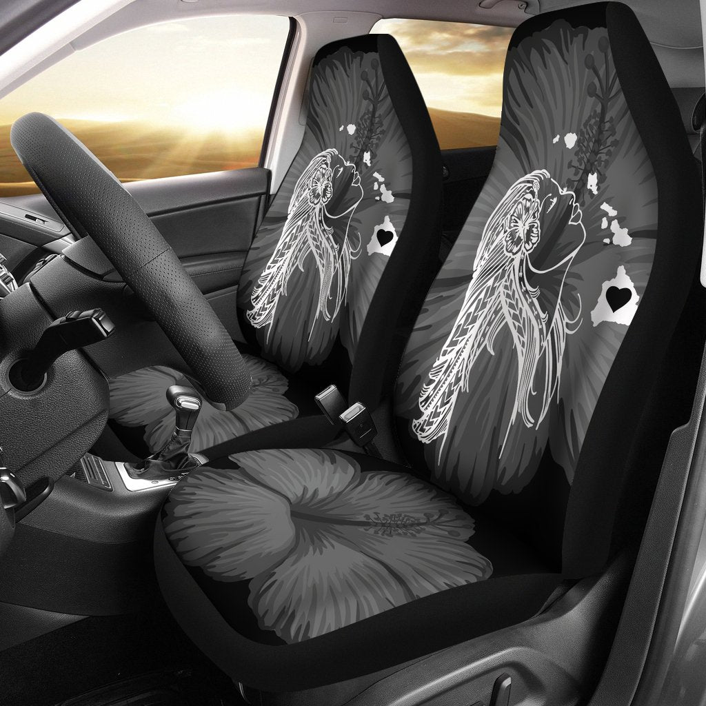 Hawaii Car Seat Covers Hawaii Hula Girl Hibiscus Map White